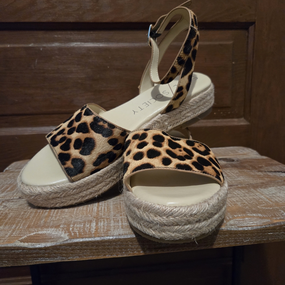 Sole Society Brown and Black Espadrilles with Ankle Strap
